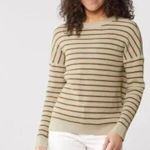 REI Co-Op Wallace Lake Waffle Sweater - Shore Stripe Shell White - EUC